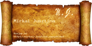 Mirkai Jusztina névjegykártya